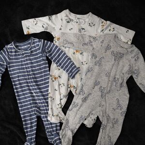 Carter's Blue and White Striped Baby Sleepers,  3M and 6M